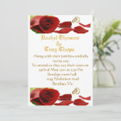 赤いバラと結婚指輪 招待状 (スタンド正面)