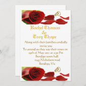 赤いバラと結婚指輪 招待状 (正面/裏面)