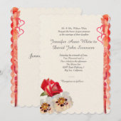 赤いバラと芍薬のオーダーメイド招待状 招待状 (正面/裏面)