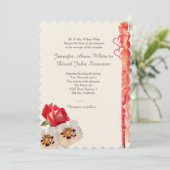 赤いバラと芍薬のオーダーメイド招待状 招待状 (スタンド正面)