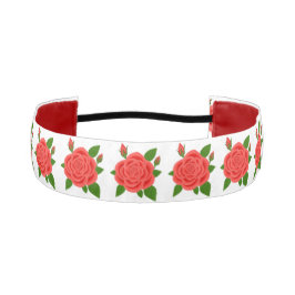 赤いバラと芽なし非ヘッドバスリップまたは滑ることンド アスレチックヘッドバンド