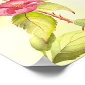 赤いバラと芽の黄色の背景 ポスター (角)