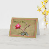 赤いバラと芽を持つ母の日のカード カード (黄色い花)