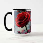 赤いバラと芽、コーヒーマグ マグカップ (左)