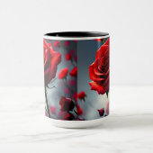 赤いバラと芽、コーヒーマグ マグカップ (中央)