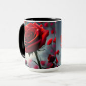 赤いバラと芽、コーヒーマグ マグカップ (正面左)