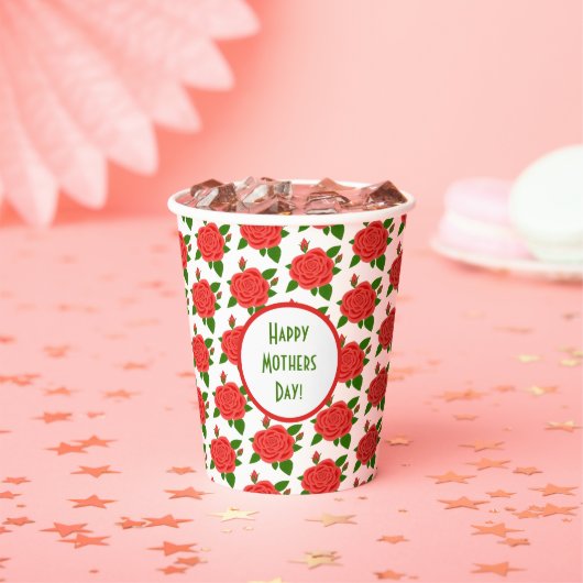 赤いバラと芽 紙コップ (インサイチュ)