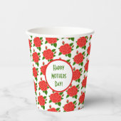 赤いバラと芽 紙コップ (正面)