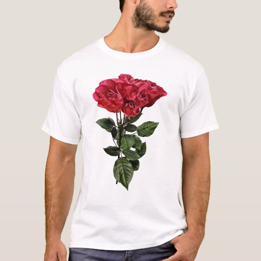赤いバラと葉 Tシャツ (正面)