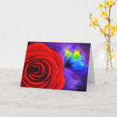 赤いバラと蝶絵画の芸術 – 数々の カード (黄色い花)