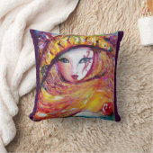 赤いバラと金ゴールドイエローのカーニバルマスク クッション (ブランケット)