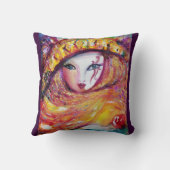 赤いバラと金ゴールドイエローのカーニバルマスク クッション (裏面)