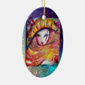 赤いバラと金ゴールドイエローのカーニバルマスク セラミックオーナメント (右)