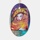 赤いバラと金ゴールドイエローのカーニバルマスク セラミックオーナメント (左)