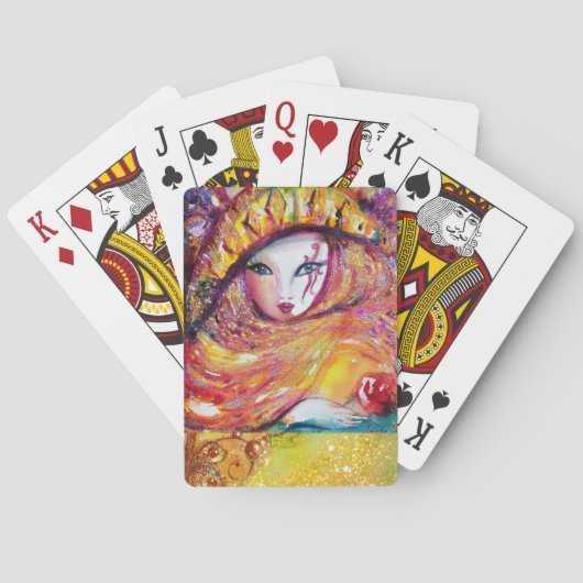 赤いバラと金ゴールドイエローのカーニバルマスク トランプ (裏面)