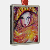 赤いバラと金ゴールドイエローのカーニバルマスク メタルオーナメント (右)