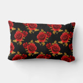 赤いバラと金ゴールド葉 ランバークッション (裏面)