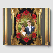 赤いバラと金色のフレーム、ゴシックの写真結婚。 ゲストブック (裏面)