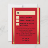 赤いバラと金色のフレーム、ゴシックスタイル結婚ズ 出欠カード (裏面)