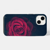 赤いバラと雨滴のムード・ビジュアル iPhoneケース (裏面横)