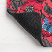 赤いバラと青い蝶 マウスパッド (コーナー)