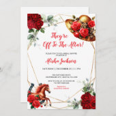 赤いバラと馬のブライダルシャワーの招待 シーズンカード (正面/裏面)