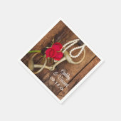 赤いバラと馬ビットカントリーウェスタン結婚ズ スタンダードカクテルナプキン (角)