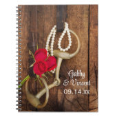 赤いバラと馬ビットカントリーウェスタン結婚ズ ノートブック (正面)