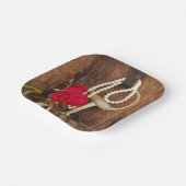 赤いバラと馬ビットカントリーウェスタン結婚ズ ペーパープレート (傾斜あり)