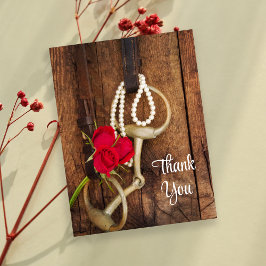 赤いバラと馬ビットカントリー結婚式ありがとう ポストカード