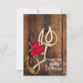 赤いバラと馬ビット西結婚の感謝 サンキューカード (正面)