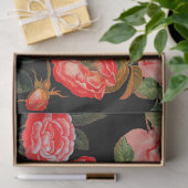 赤いバラと黄色の蝶ブラックフローラ 薄葉紙 (ギフト)