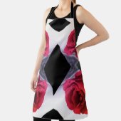 赤いバラと黒いダイヤモンドの幾何学模様 エプロン (インサイチュ)