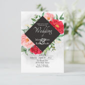 赤いバラと黒い結婚式招待状 招待状 (スタンド正面)