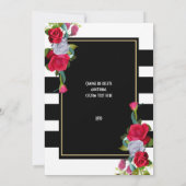 赤いバラと黒のストライプ 40歳の誕生日 招待状 (裏面)