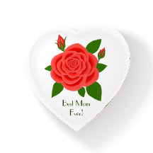 赤いバラとBudsのペーパーウェイト