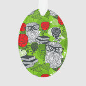 赤いバラにフクロウ オーナメント (裏面)