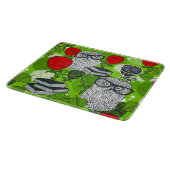 赤いバラにフクロウ カッティングボード (角)