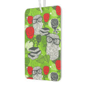 赤いバラにフクロウ カーエアーフレッシュナー (左)