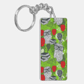 赤いバラにフクロウ キーホルダー (正面左)