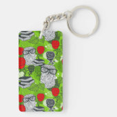 赤いバラにフクロウ キーホルダー (裏面)