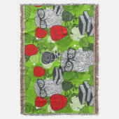 赤いバラにフクロウ スローブランケット (正面縦)