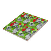 赤いバラにフクロウ タイル (側面)