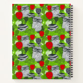 赤いバラにフクロウ ノートブック (裏面)