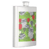 赤いバラにフクロウ フラスク (右)