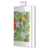 赤いバラにフクロウ フラスク (左)