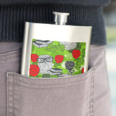 赤いバラにフクロウ フラスク (インサイチュ)