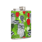 赤いバラにフクロウ フラスク (右)