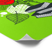 赤いバラにフクロウ ポスター (角)