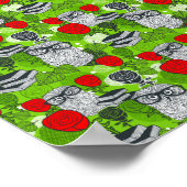 赤いバラにフクロウ ポスター (角)